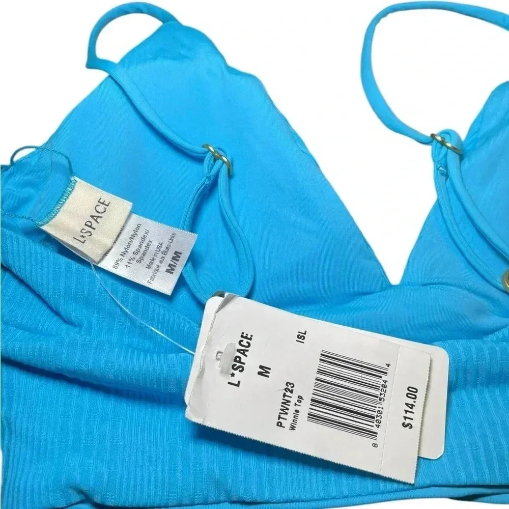 L*Space NWT NEW Blue Winnie Bikini Top Size M